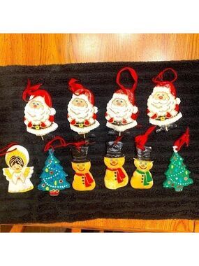 Set of 10 Christmas ornaments made of bread dough, rare find, 1980’s vintage